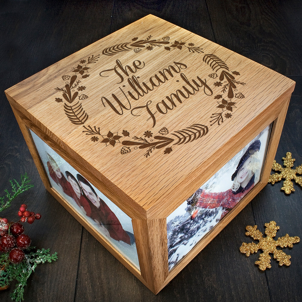 Personalised Family's Christmas Memory Box - Buy Wooden Keepsake Boxes at GiftMasters.co.uk