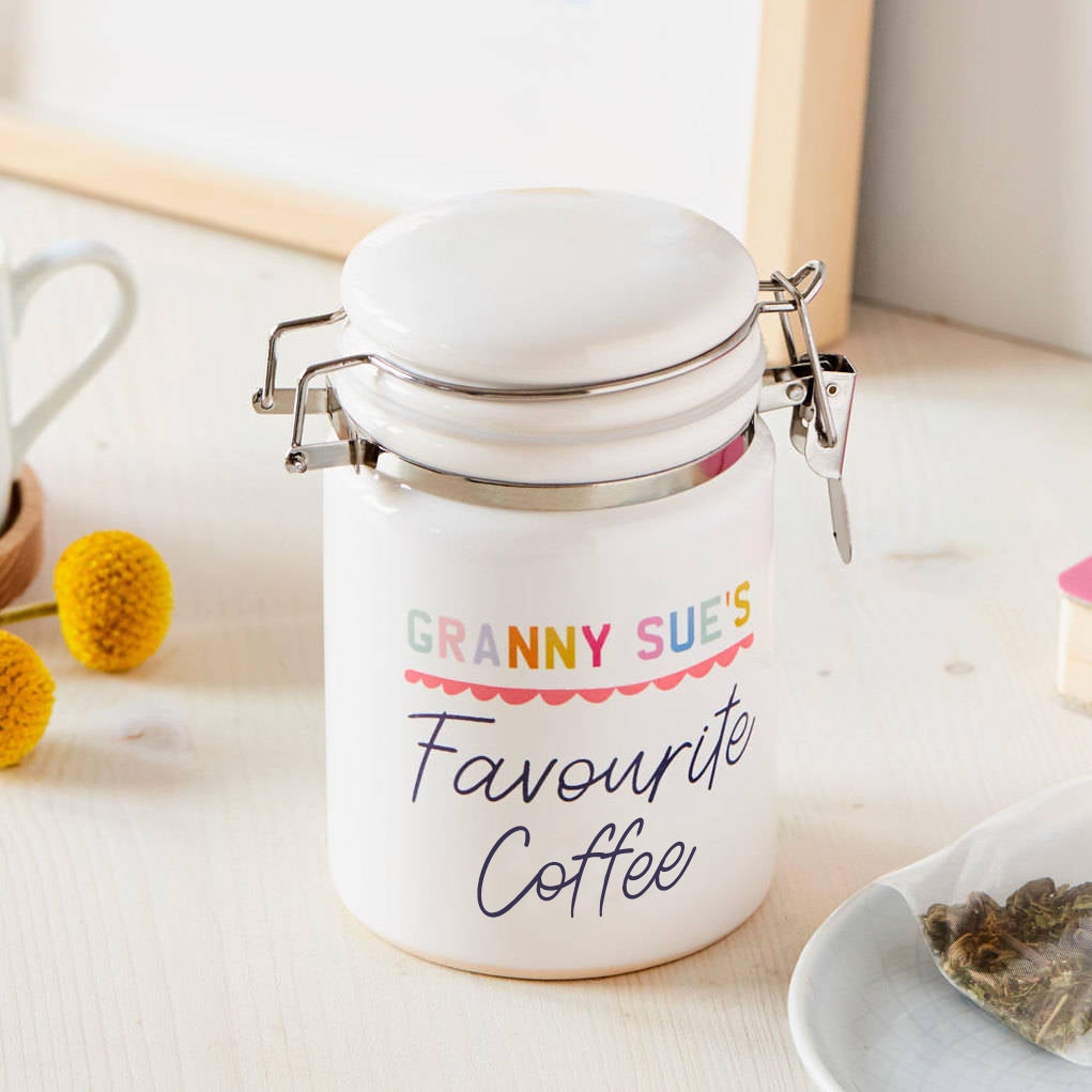 Personalised Favourite Coffee Ceramic Jar - Buy Ceramic Keepsakes at GiftMasters.co.uk