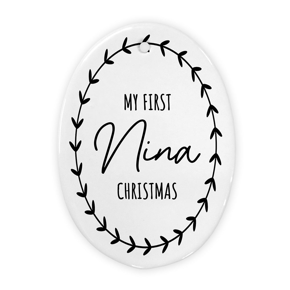Personalised First Christmas Wreath Decoration - Buy Ceramic Decorations at GiftMasters.co.uk