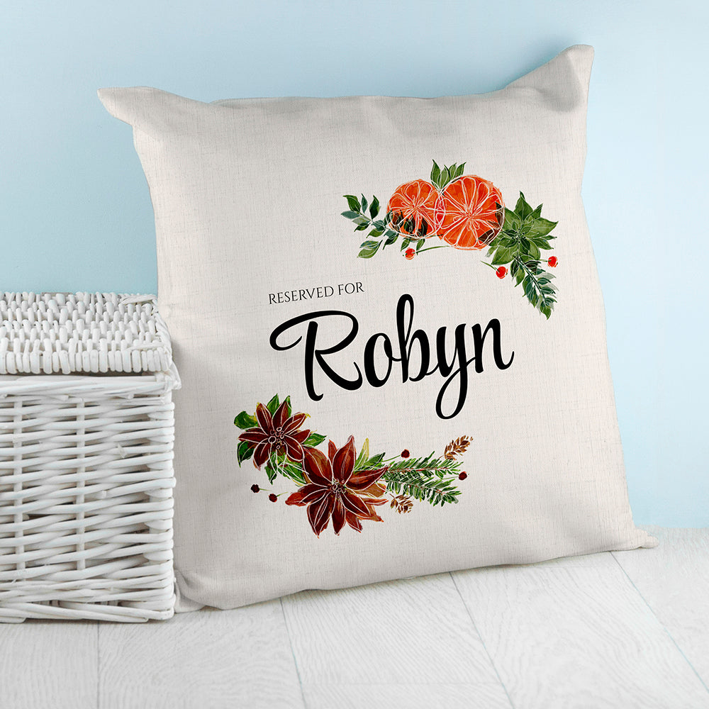 Personalised Floral Reserved for Cushion Cover - Buy Textile Cushion Covers at GiftMasters.co.uk