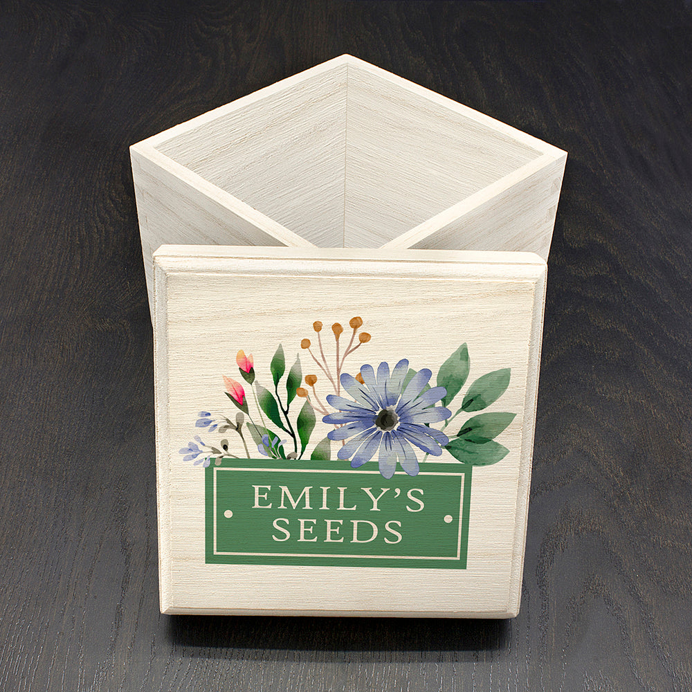 Personalised Flower Seeds Box - Buy Wooden Keepsake Boxes at GiftMasters.co.uk