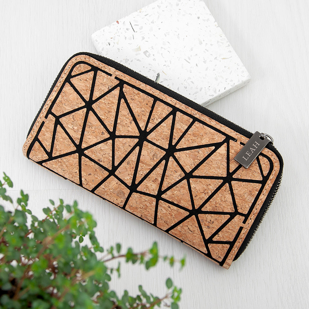 Personalised Geometric Cork Zip Wallet - Buy Cork at GiftMasters.co.uk