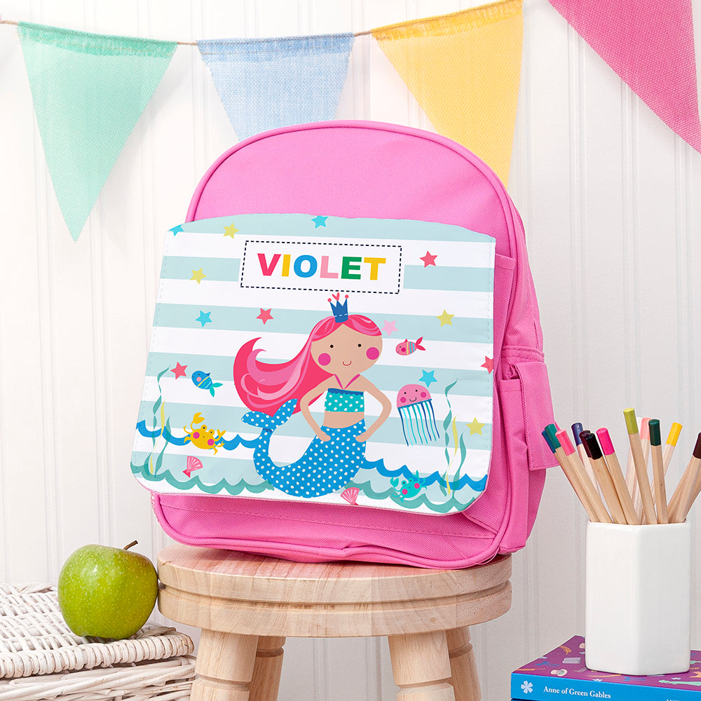 Personalised Girl's Mermaid Rucksack - Buy Textile Bags at GiftMasters.co.uk