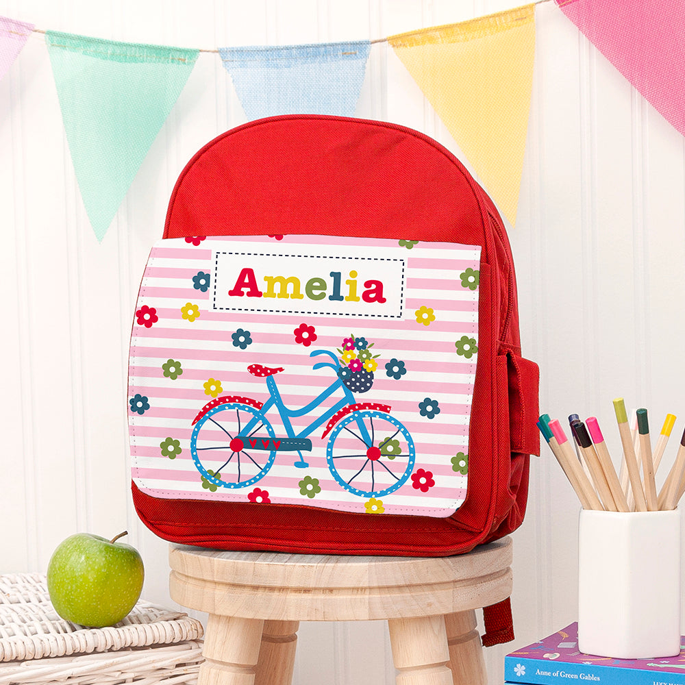 Personalised Girl's Red Mini Rucksack - Buy Textile Bags at GiftMasters.co.uk