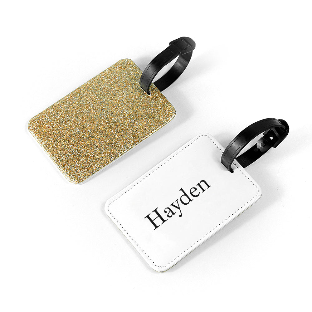 Personalised Gold Glitter School Bag Tag - Buy Textile Accessories at GiftMasters.co.uk