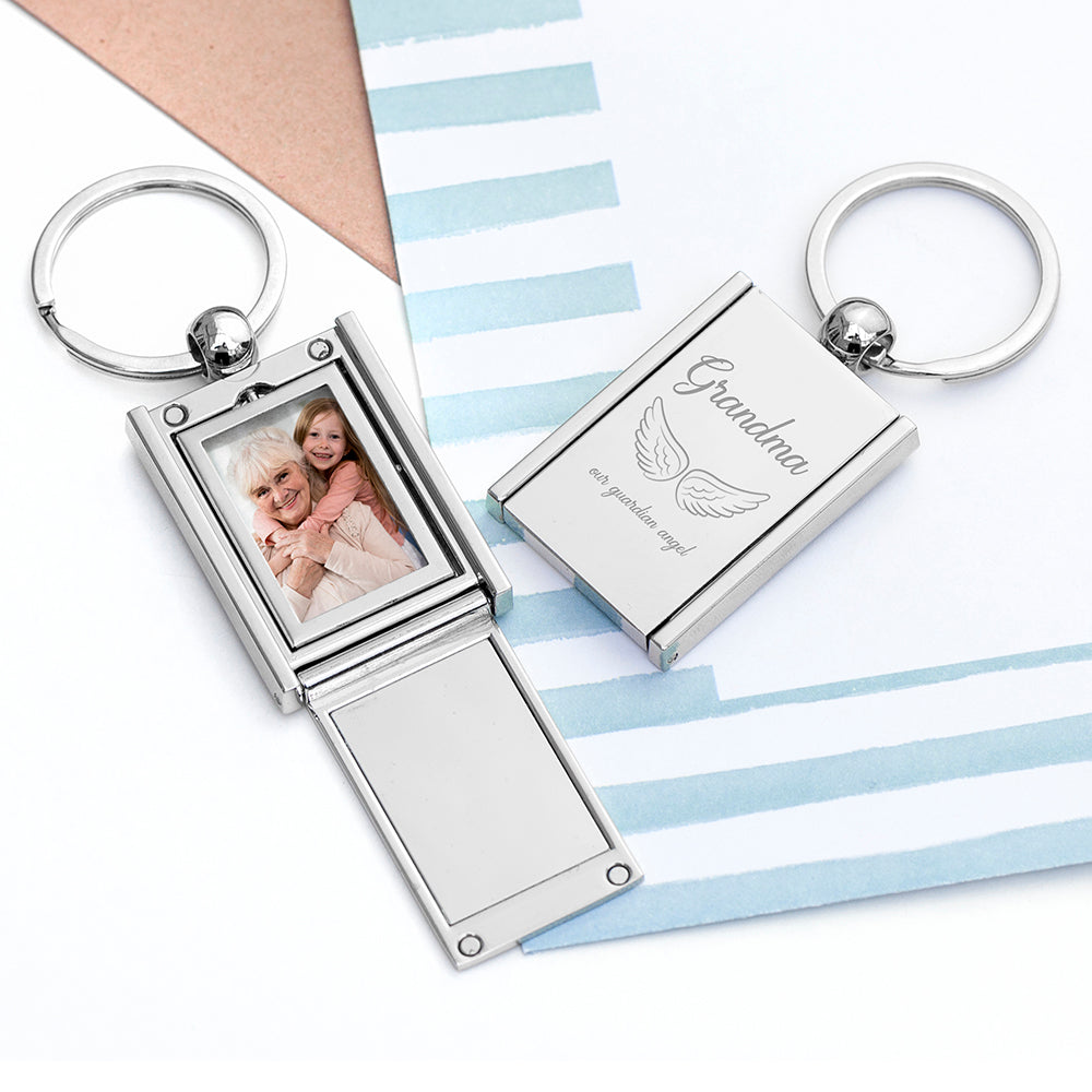 Personalised Guardian Angel Frame Keyring - Buy Metal Keyrings at GiftMasters.co.uk