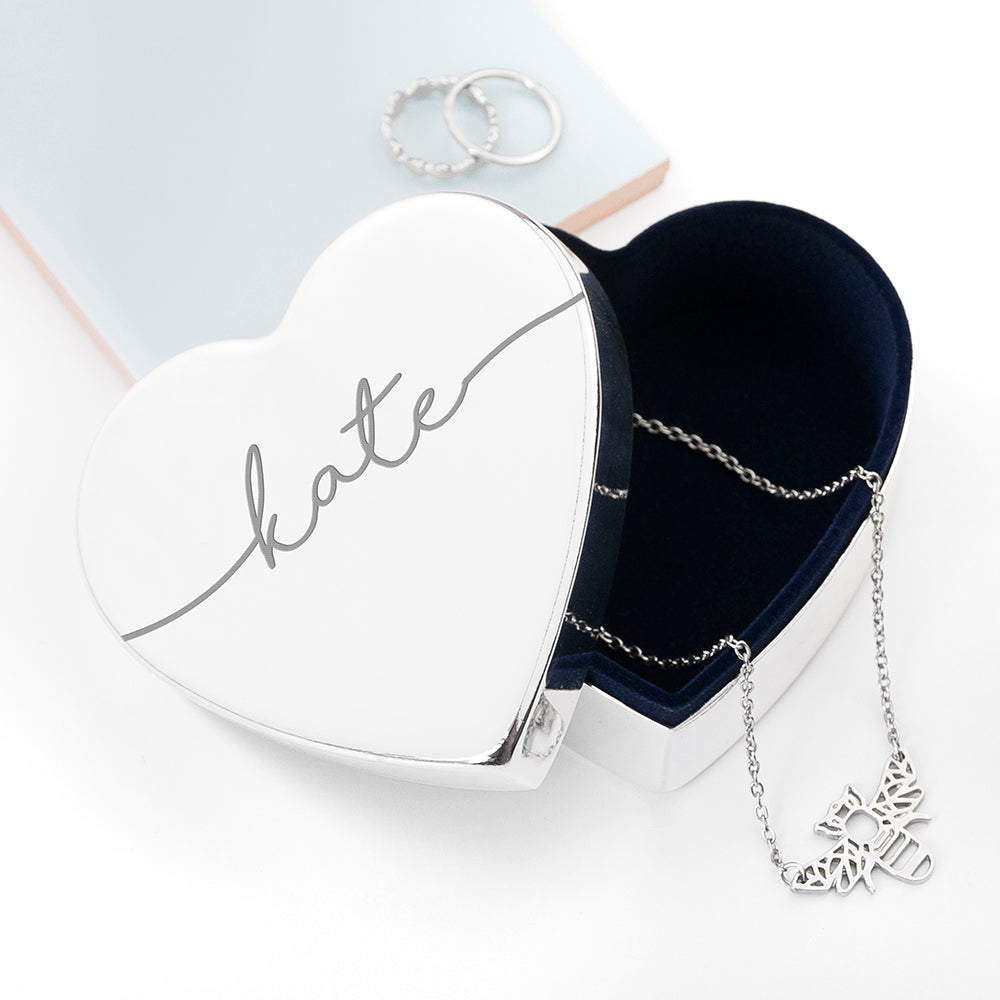 Personalised Heart Jewellery Box - Buy Metal Accessories at GiftMasters.co.uk
