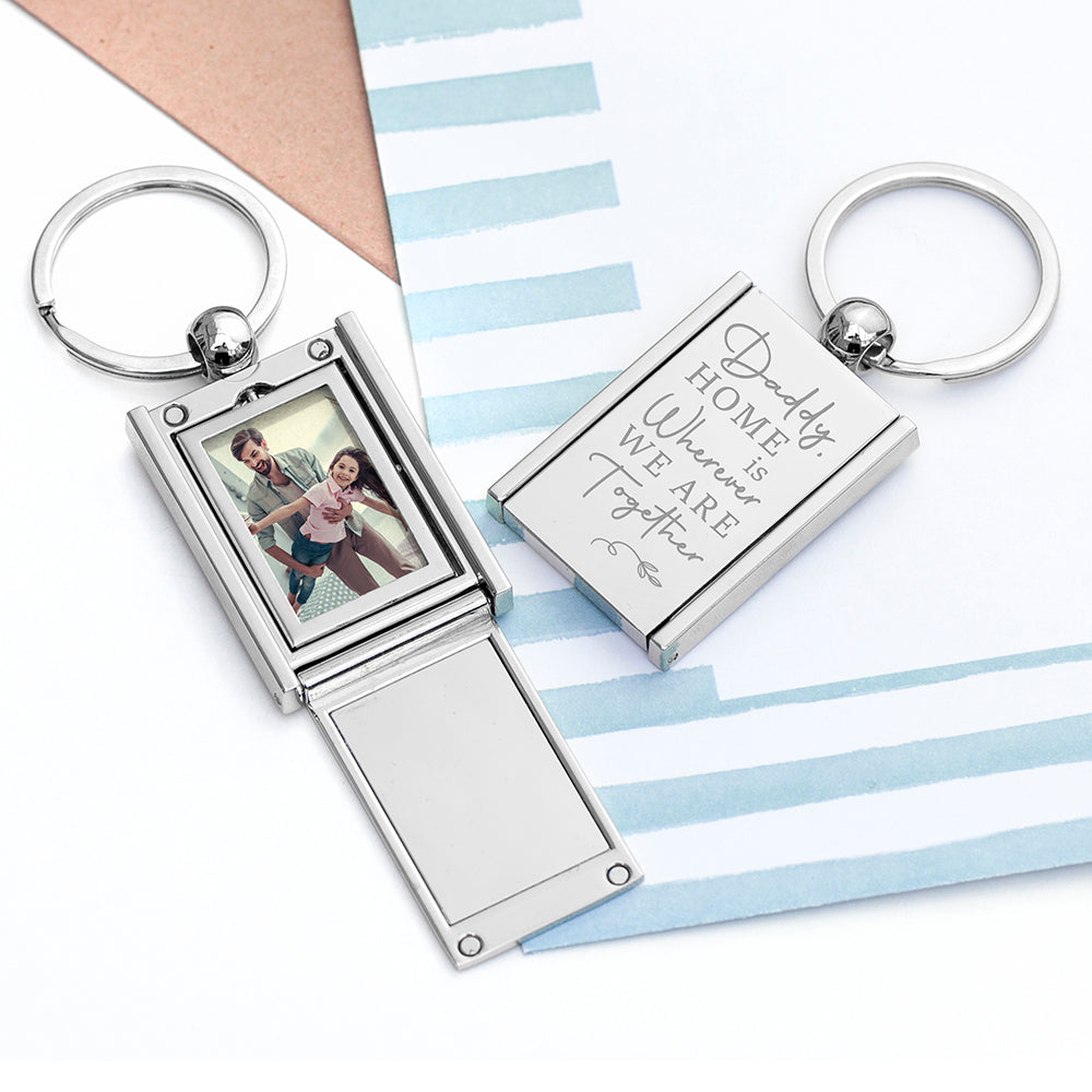 Personalised Home with Daddy Frame Keyring - Buy Metal Keyrings at GiftMasters.co.uk