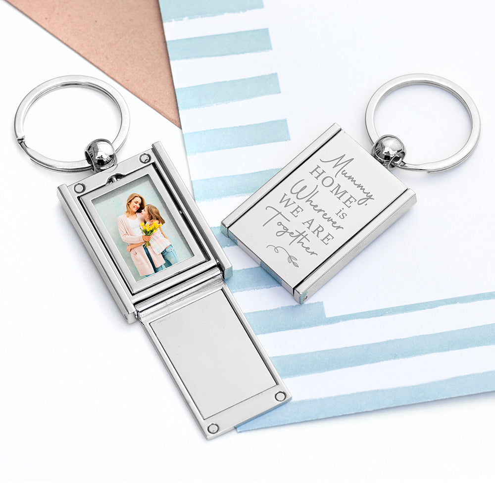 Personalised Home With Mummy Frame Keyring - Buy Metal Keyrings at GiftMasters.co.uk