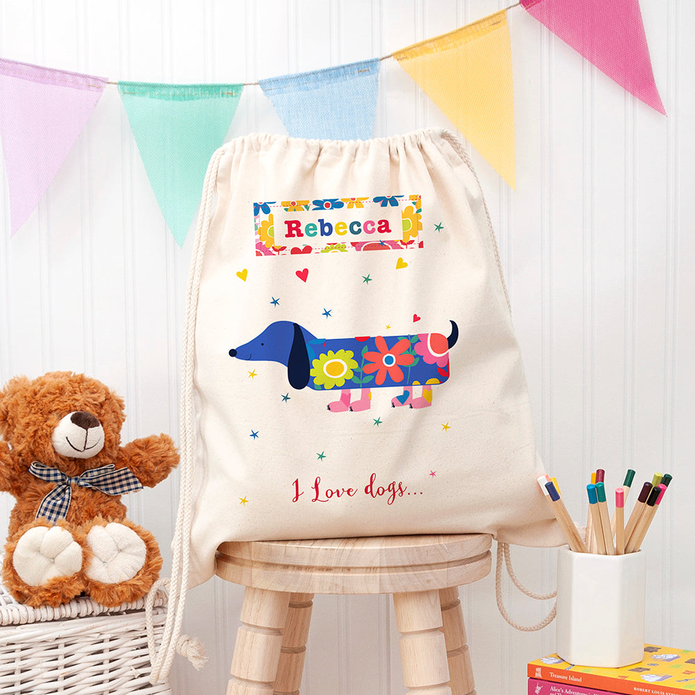Personalised I Love Pets Cotton Nursery Bag - Buy Textile Bags at GiftMasters.co.uk