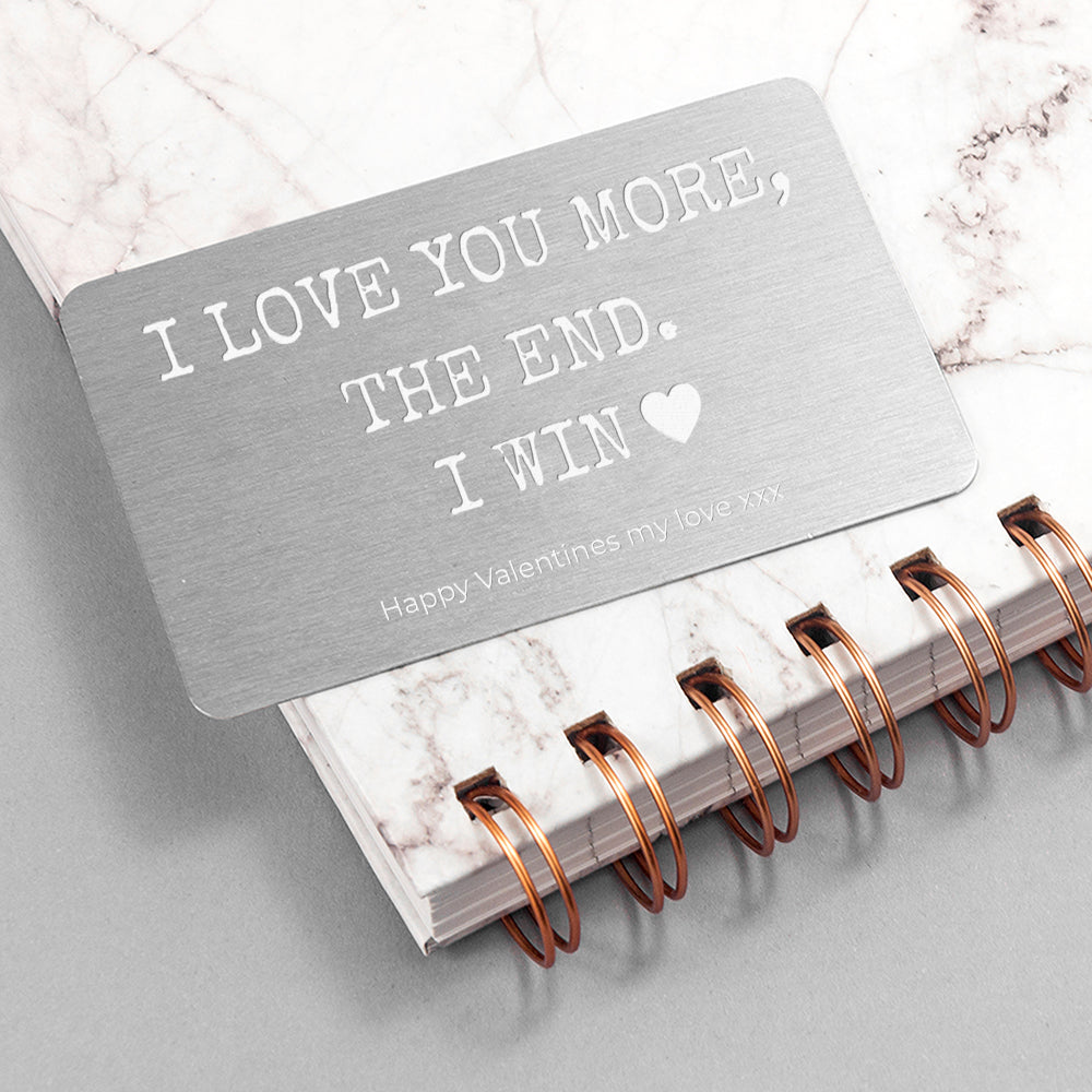 Personalised 'I love you more' Wallet Keepsake - Buy Metal Accessories at GiftMasters.co.uk