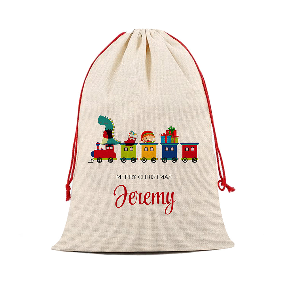 Personalised Kid's Christmas Train Christmas Sack - Buy Textile Accessories at GiftMasters.co.uk