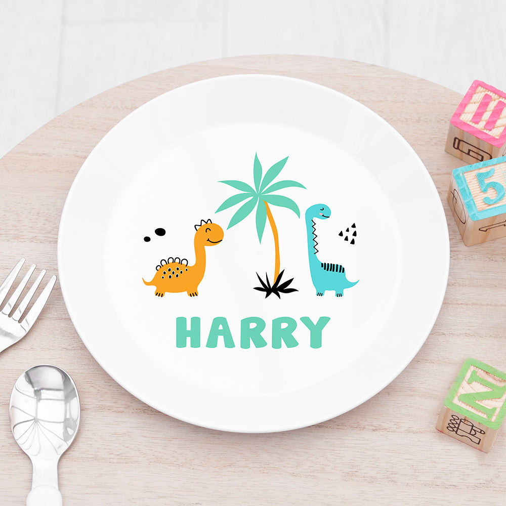 Personalised Kids Cute Dinosaur Plastic Plate - Buy 0 at GiftMasters.co.uk