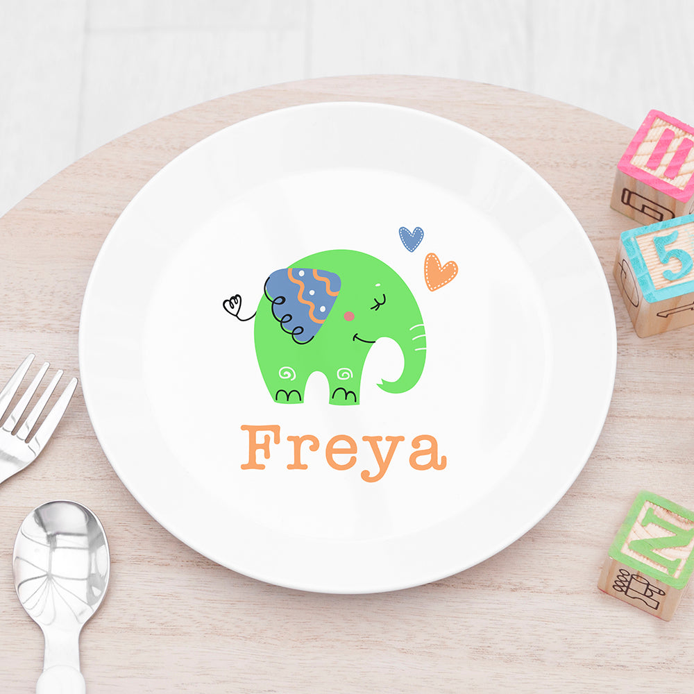 Personalised Kids Elephant Plastic Plate - Buy 0 at GiftMasters.co.uk