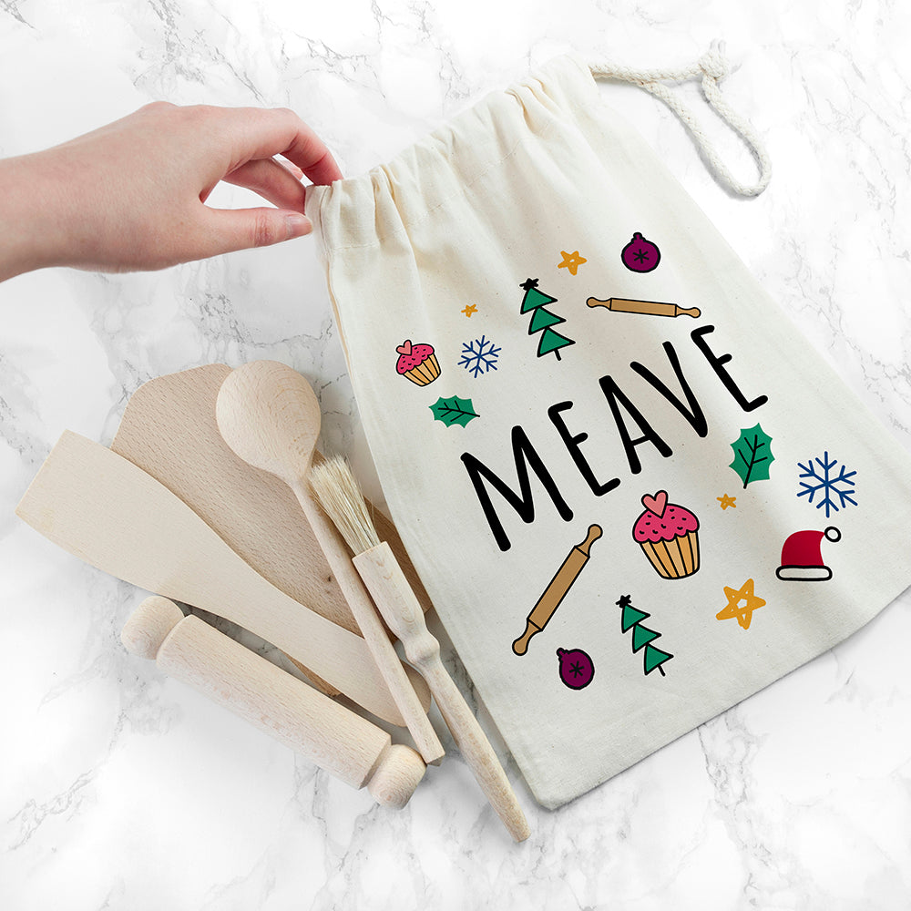 Personalised Kids Festive Baking Set - Buy Wooden Accessories at GiftMasters.co.uk