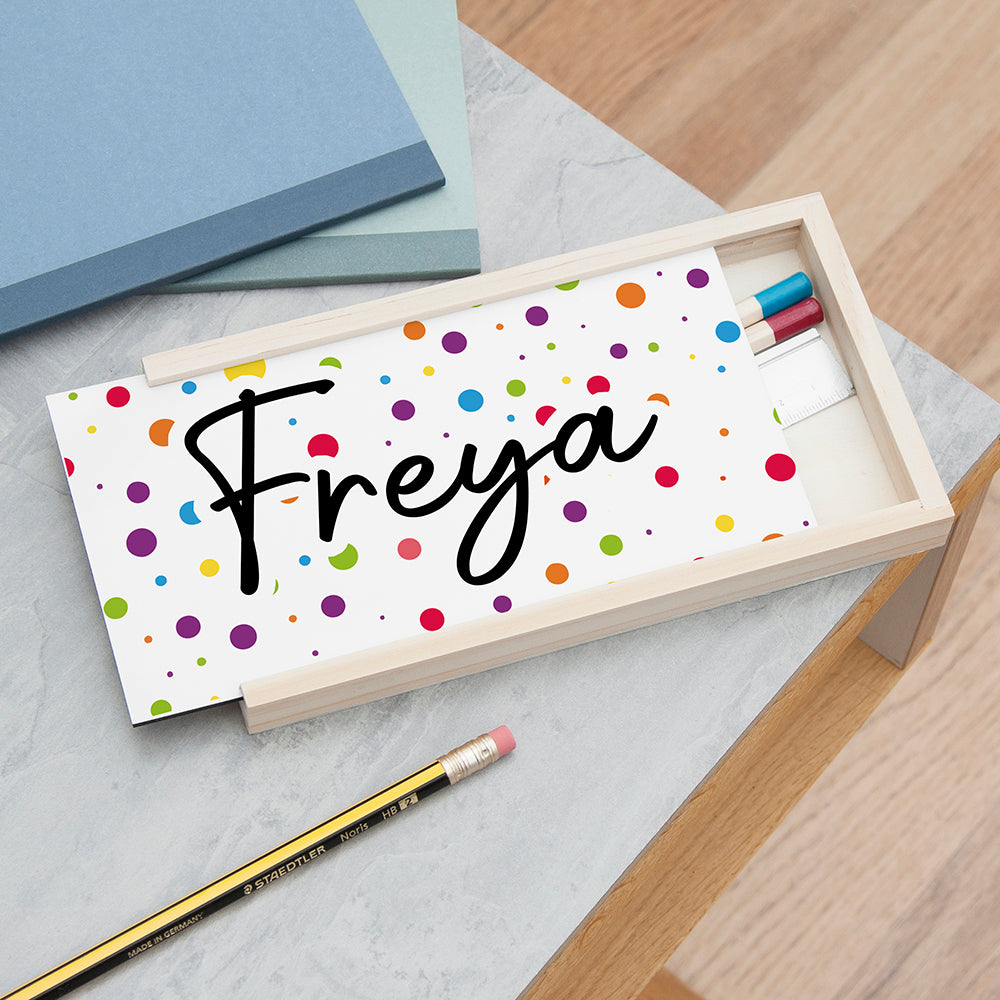 Personalised Kids Polka Dot Pencil Box - Buy 0 at GiftMasters.co.uk