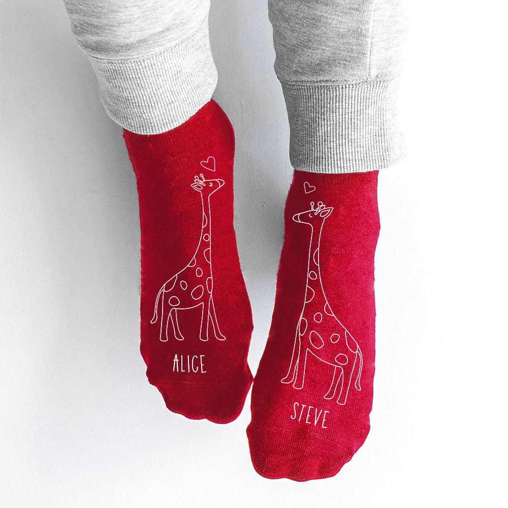 Personalised Kissing Giraffe Socks - Buy Textile Socks at GiftMasters.co.uk