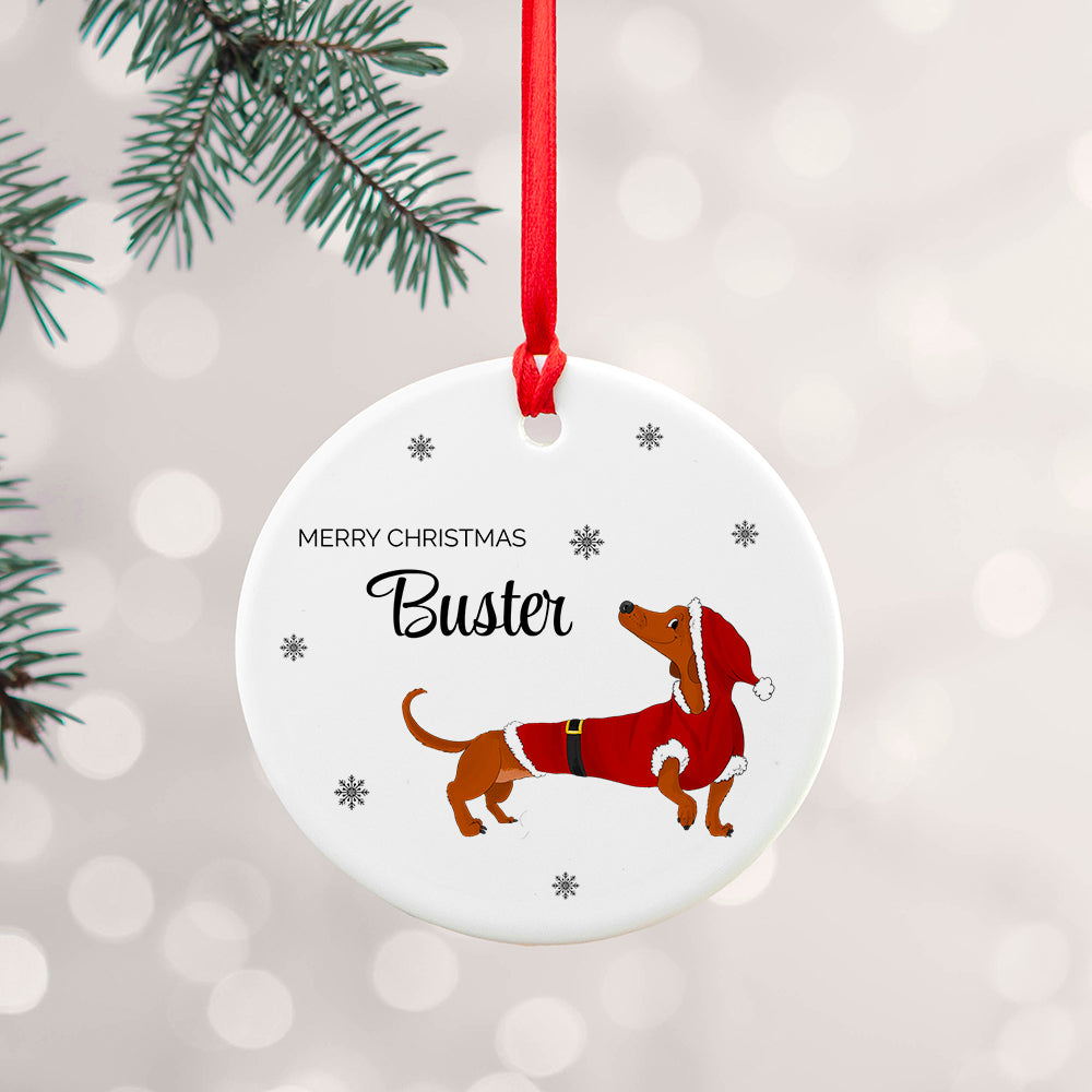 Personalised Little Dog Christmas Ornament - Buy Ceramic Decorations at GiftMasters.co.uk