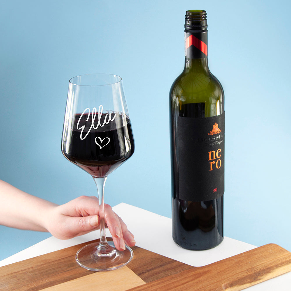 Personalised Love Heart Wine Glass - Buy Glass Wine at GiftMasters.co.uk