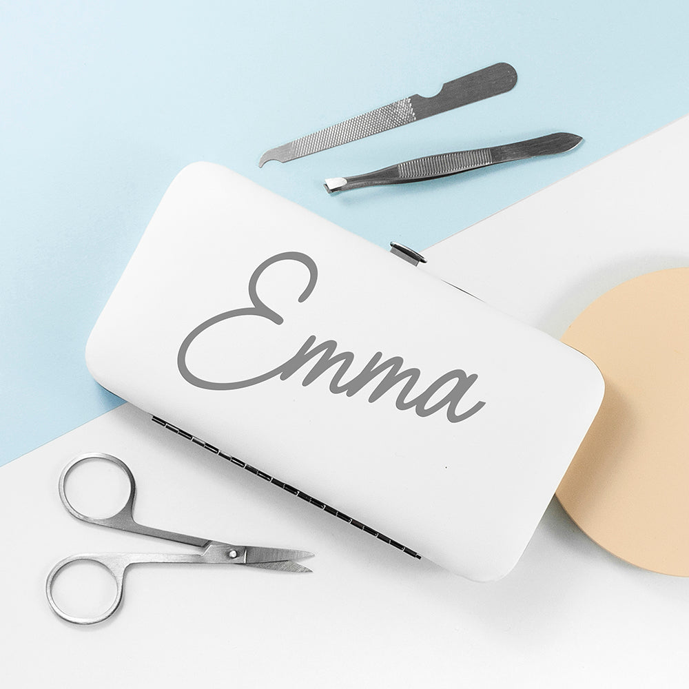 Personalised Manicure Set - White - Buy Leather Accessories at GiftMasters.co.uk