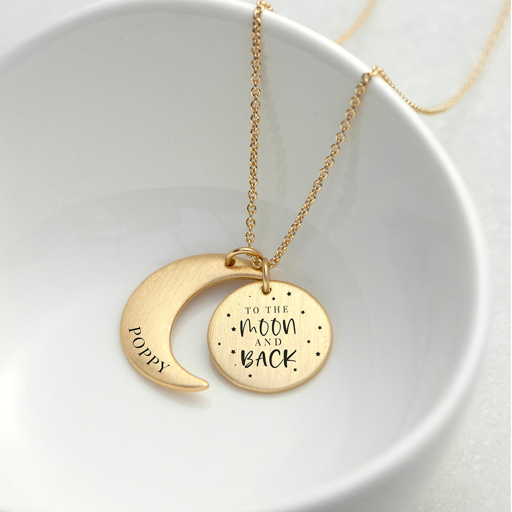Personalised Moon & Back Necklace - Buy Metal Jewellery at GiftMasters.co.uk