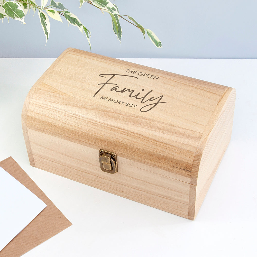 Personalised Our Family Keepsake Chest - Buy Wooden Chests at GiftMasters.co.uk