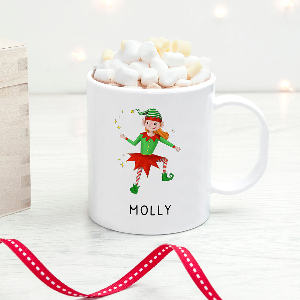 Personalised Playful Elf Christmas Polymer Mug - Buy Ceramic Mugs at GiftMasters.co.uk