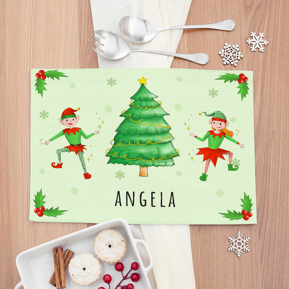 Personalised Playful Elves Placemat - Buy Textile Accessories at GiftMasters.co.uk