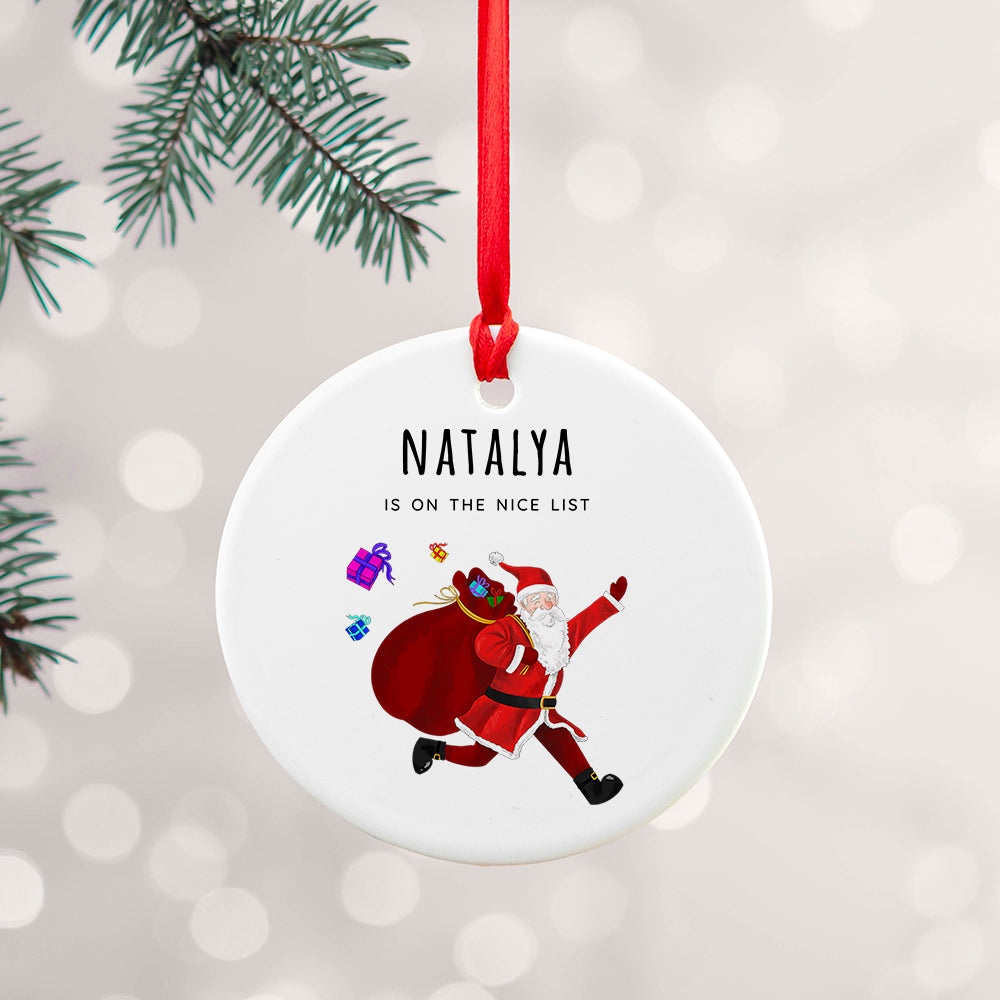 Personalised Playful Santa Christmas Ornament - Buy Ceramic Decorations at GiftMasters.co.uk