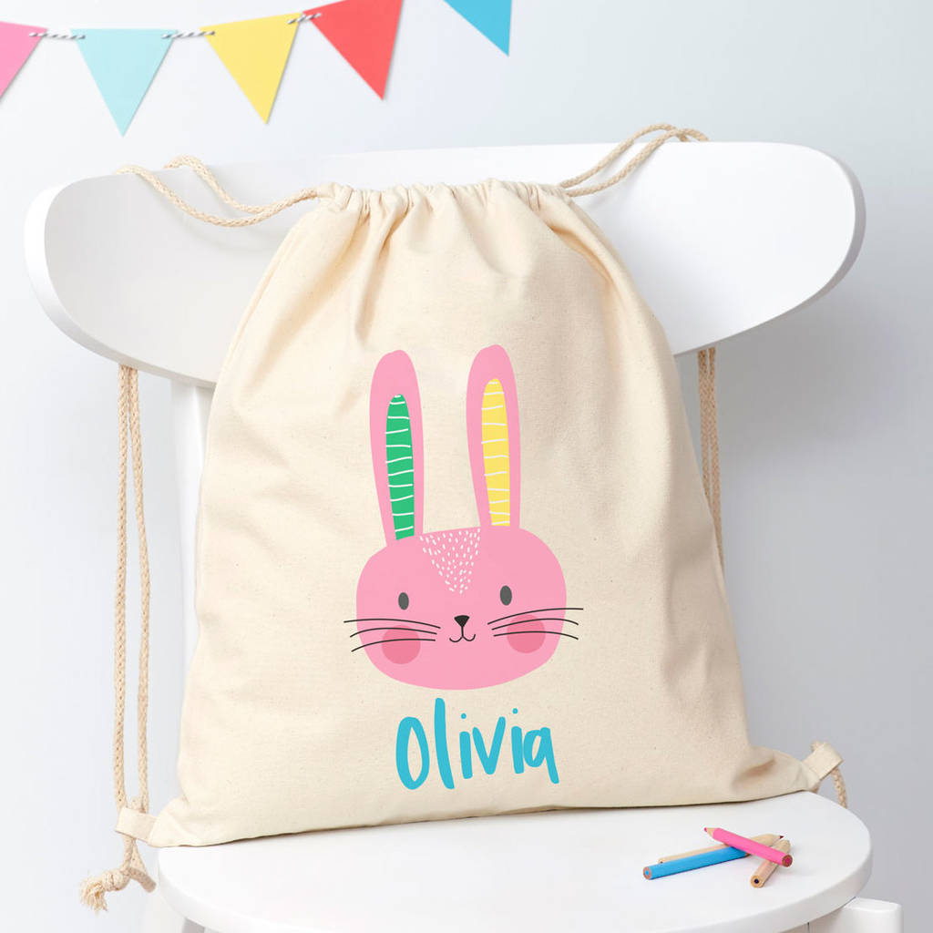 Personalised Rabbit Cotton Nursery Bag - Buy Textile Bags at GiftMasters.co.uk