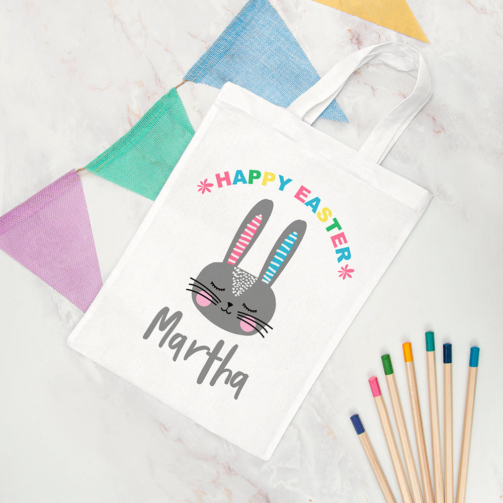Personalised Rabbit Easter Egg Hunt Bag - Buy Textile Bags at GiftMasters.co.uk