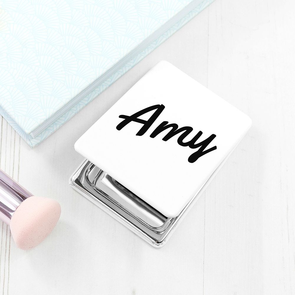 Personalised Rectangle Compact Mirror - Buy Metal Compact Mirrors at GiftMasters.co.uk