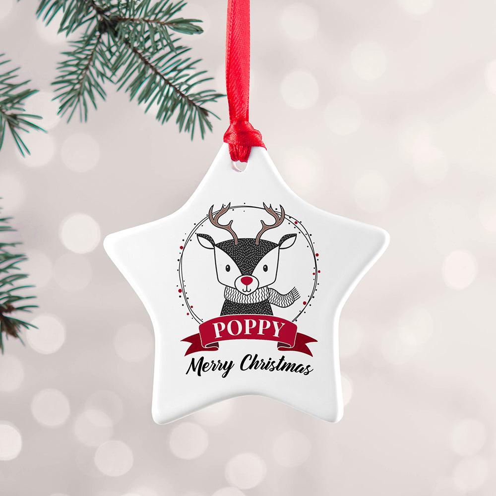 Personalised Reindeer Christmas Decoration - Buy Ceramic Decorations at GiftMasters.co.uk