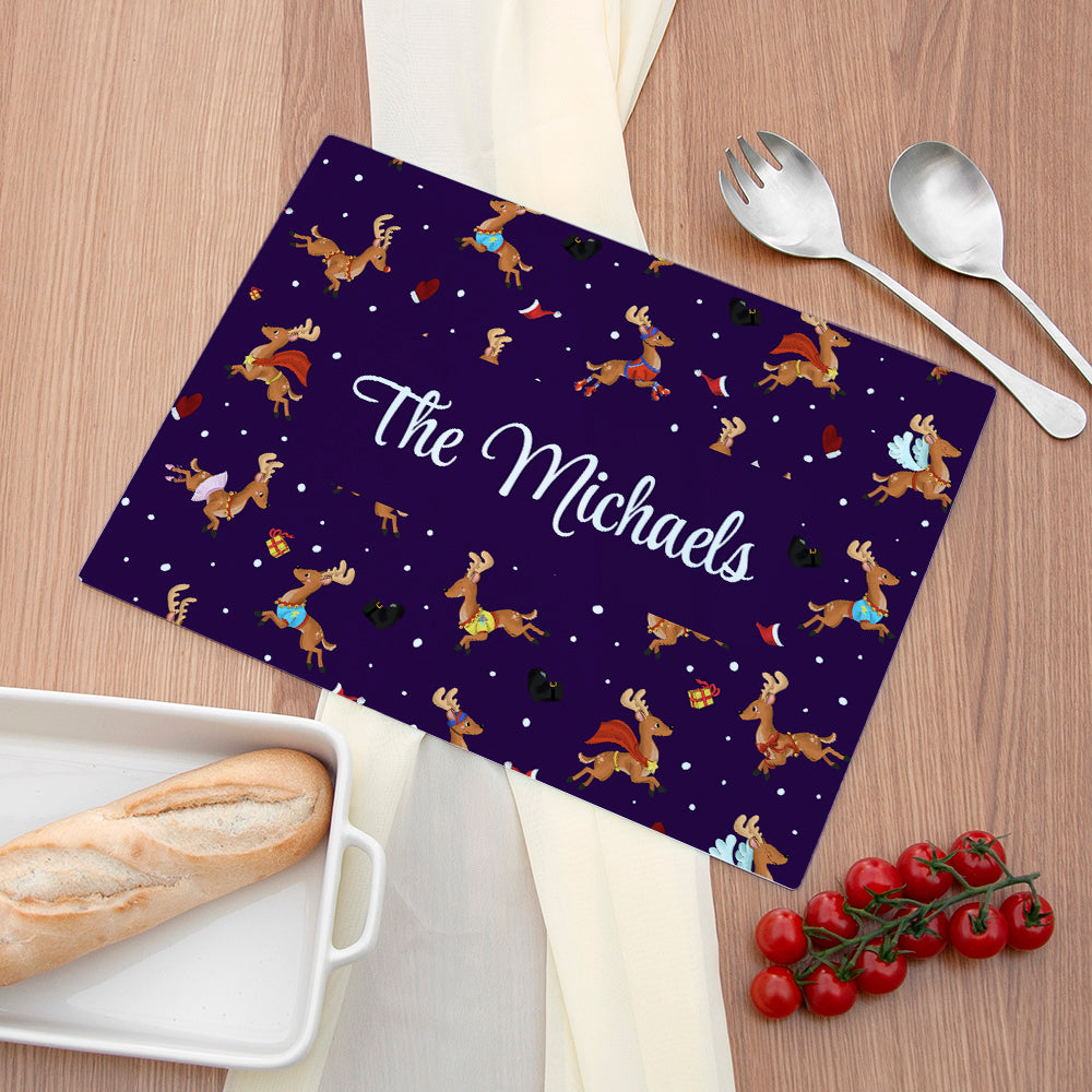 Personalised Reindeer Pattern Chopping Board - Buy Glass Chopping Boards at GiftMasters.co.uk