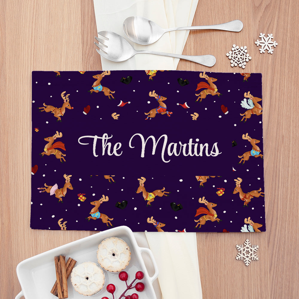 Personalised Reindeer Pattern Placemat - Buy Textile Accessories at GiftMasters.co.uk