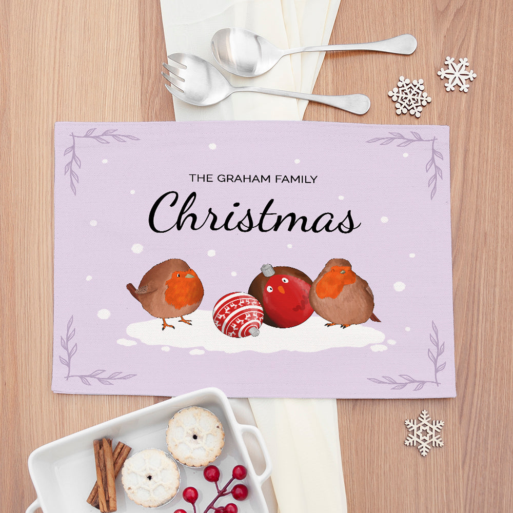 Personalised Robin Baubles Placemat - Buy Textile Accessories at GiftMasters.co.uk