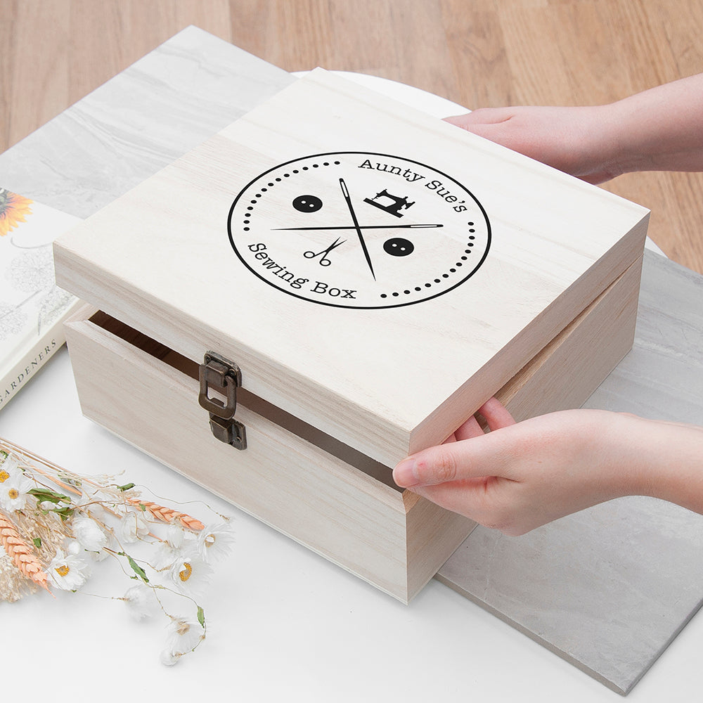 Personalised Sewing Box - Buy Wooden Keepsake Boxes at GiftMasters.co.uk