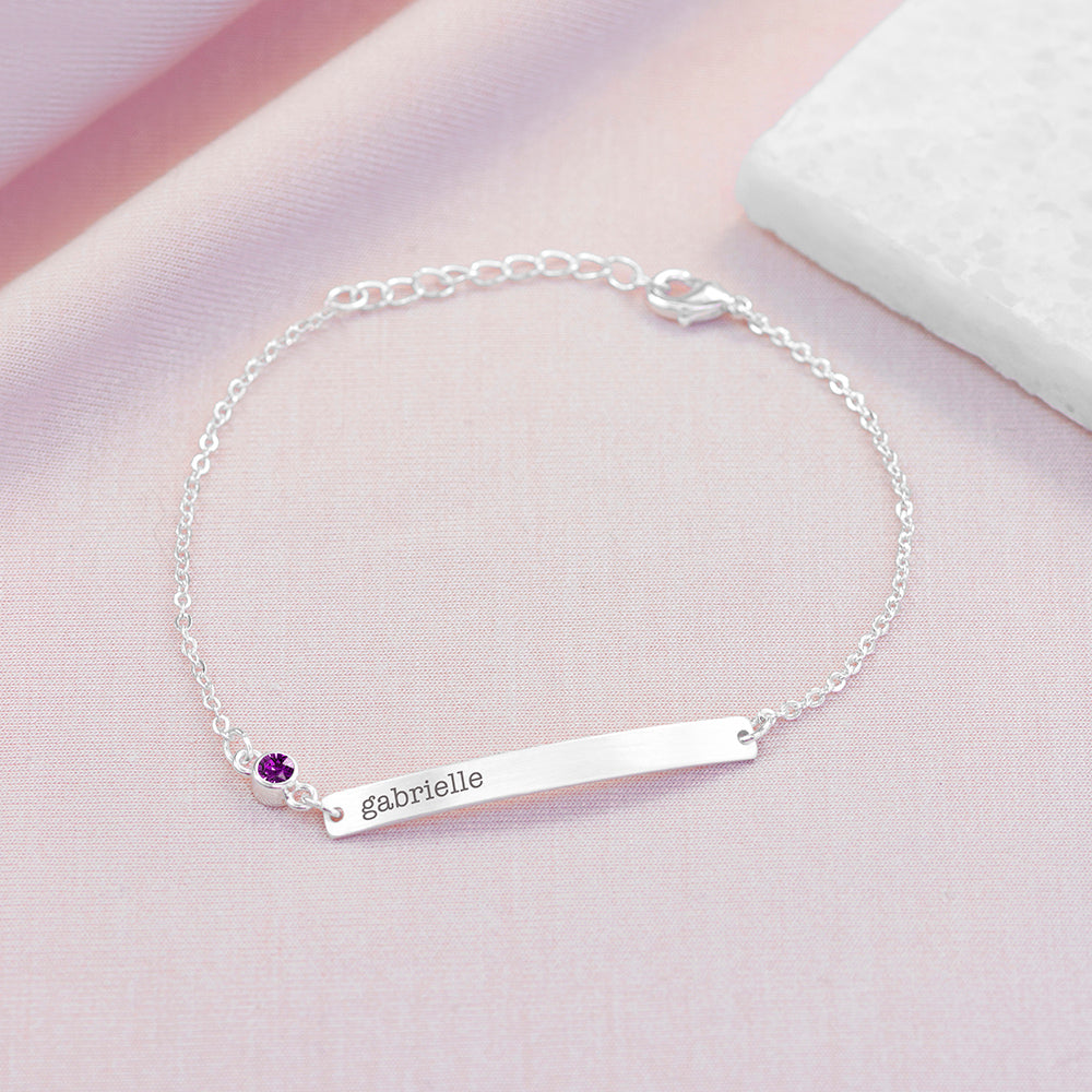 Personalised Silver Birthstone Swarovski Crystal Bracelet - Buy Metal Jewellery at GiftMasters.co.uk