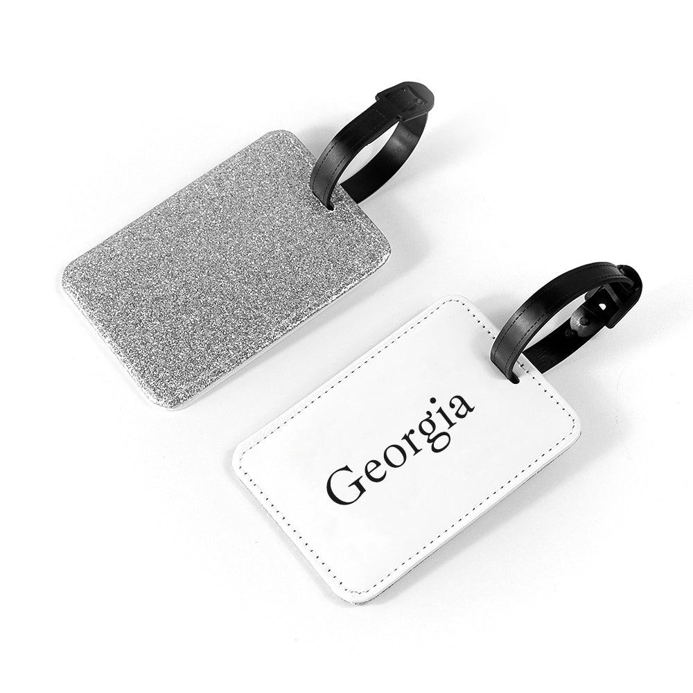 Personalised Silver Glitter School Bag Tag - Buy Textile Accessories at GiftMasters.co.uk