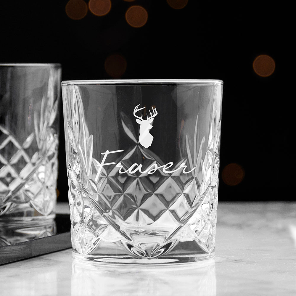 Personalised Stag Whisky Tumbler - Buy Glass Tumbler at GiftMasters.co.uk