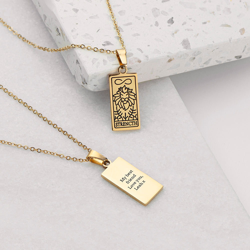 Personalised Strength Tarot Card Necklace - Buy Leather Accessories at GiftMasters.co.uk