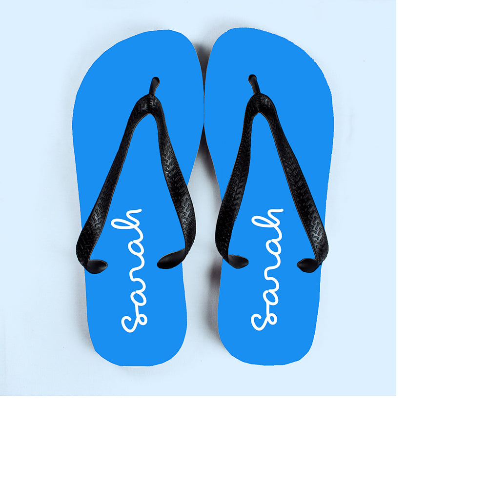 Personalised Summer Style Flip Flops - Large - Blue - Buy Textile Flip Flops at GiftMasters.co.uk