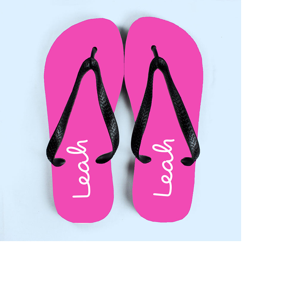 Personalised Summer Style Flip Flops - Large - Pink - Buy Textile Flip Flops at GiftMasters.co.uk