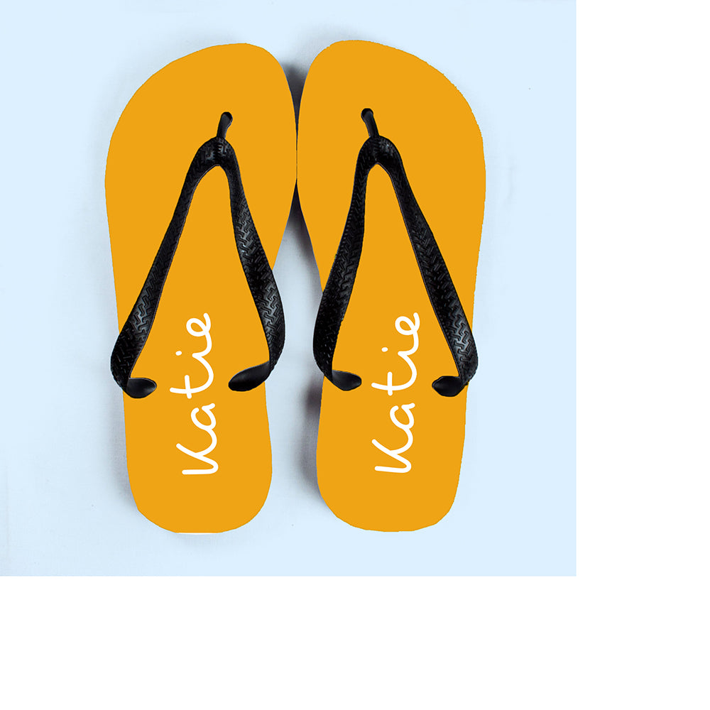 Personalised Summer Style Flip Flops - Large - Yellow - Buy Textile Flip Flops at GiftMasters.co.uk