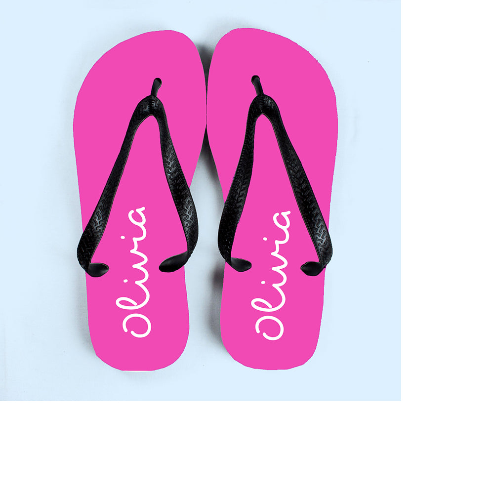 Personalised Summer Style Flip Flops - Medium - Pink - Buy Textile Flip Flops at GiftMasters.co.uk