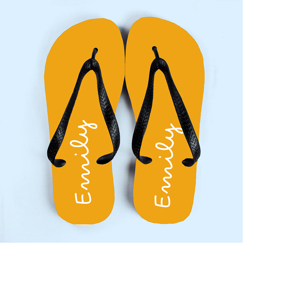 Personalised Summer Style Flip Flops - Medium - Yellow - Buy Textile Flip Flops at GiftMasters.co.uk
