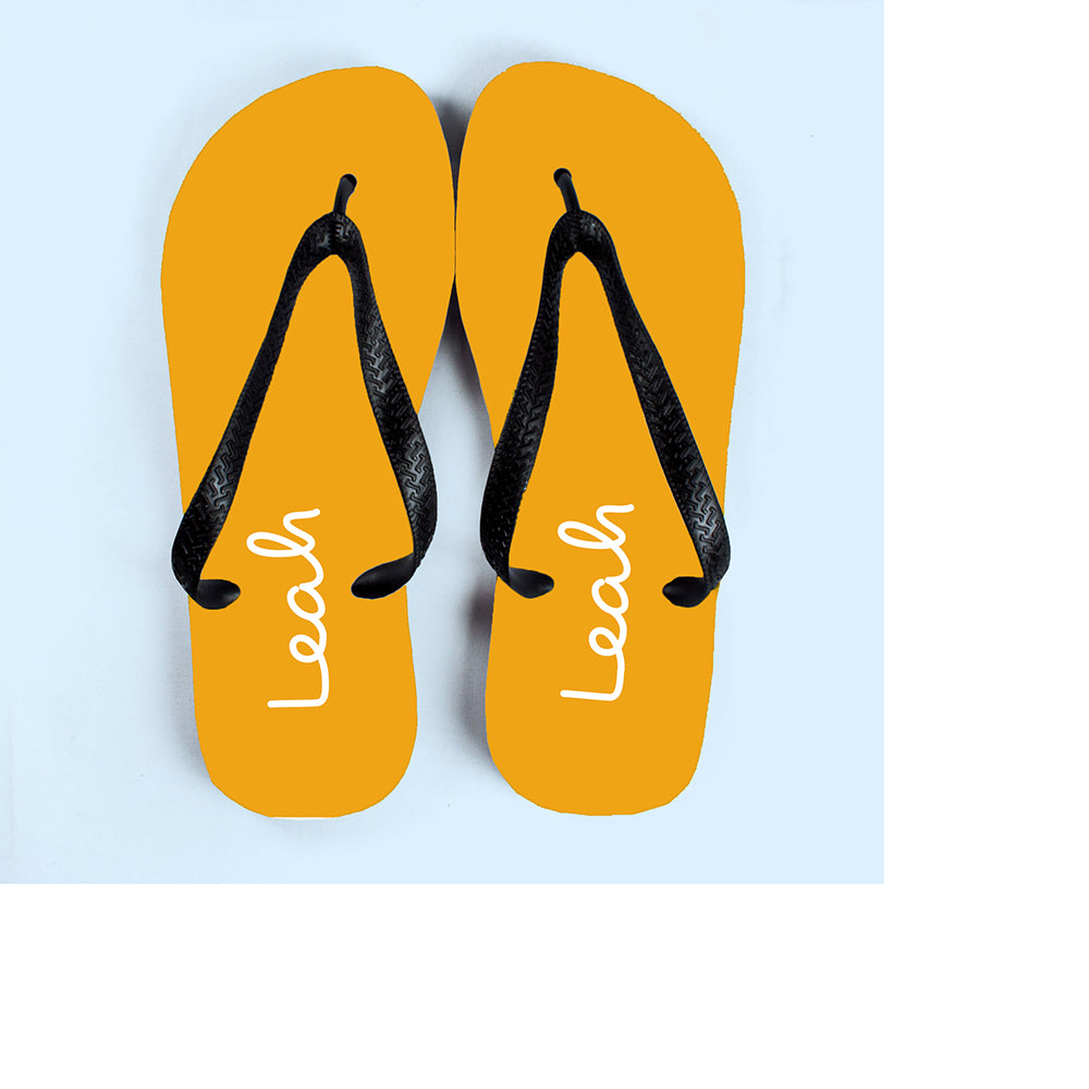 Personalised Summer Style Flip Flops - Small - Yellow - Buy Textile Flip Flops at GiftMasters.co.uk
