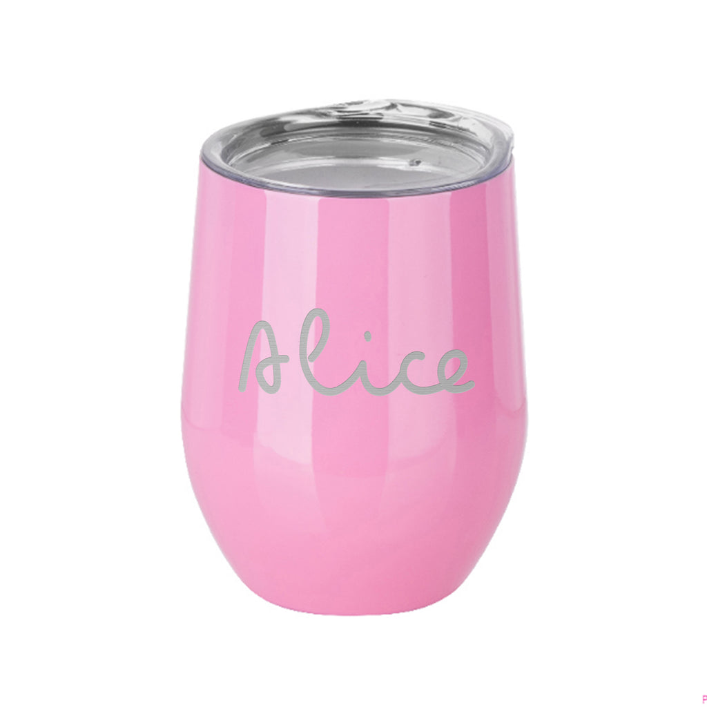 Personalised Summer Style Gloss Wine Tumbler - Pink - Buy Metal Water Bottles at GiftMasters.co.uk