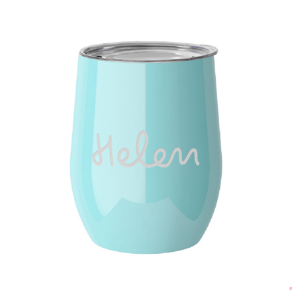 Personalised Summer Style Gloss Wine Tumbler - Turquoise - Buy Metal Water Bottles at GiftMasters.co.uk