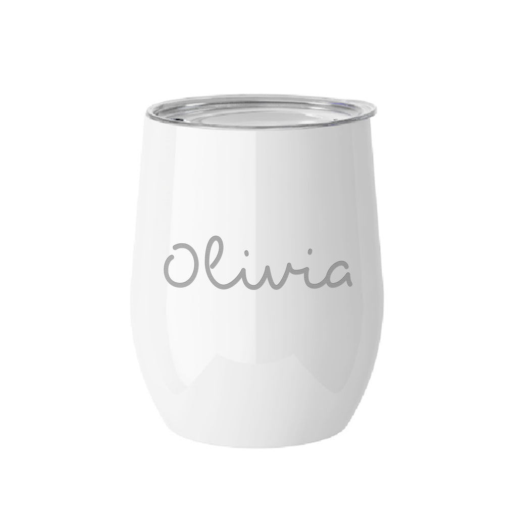 Personalised Summer Style Gloss Wine Tumbler - White - Buy Metal Water Bottles at GiftMasters.co.uk